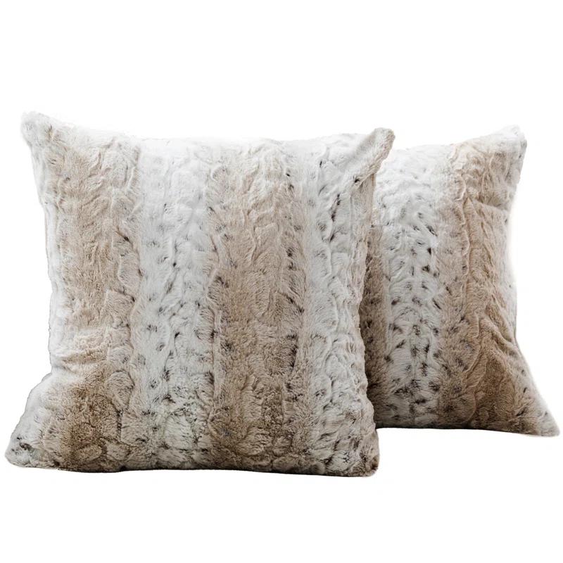 Cheer Collection Animal Print Faux Fur Throw Pillow (Set of 2)