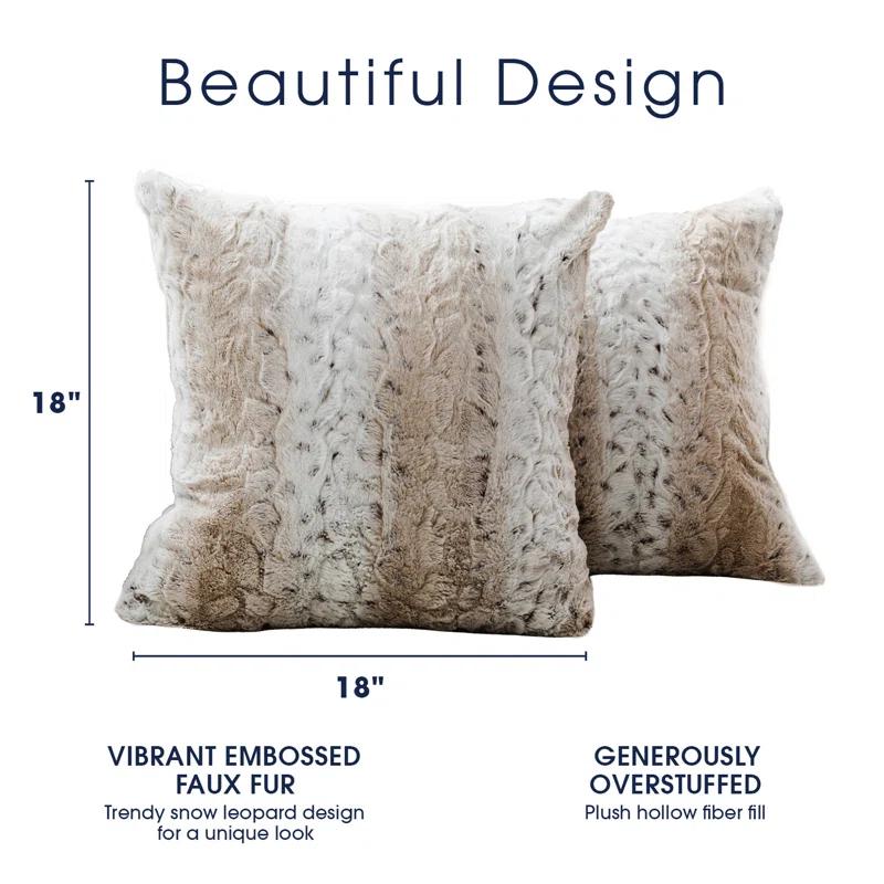 Cheer Collection Animal Print Faux Fur Throw Pillow (Set of 2)