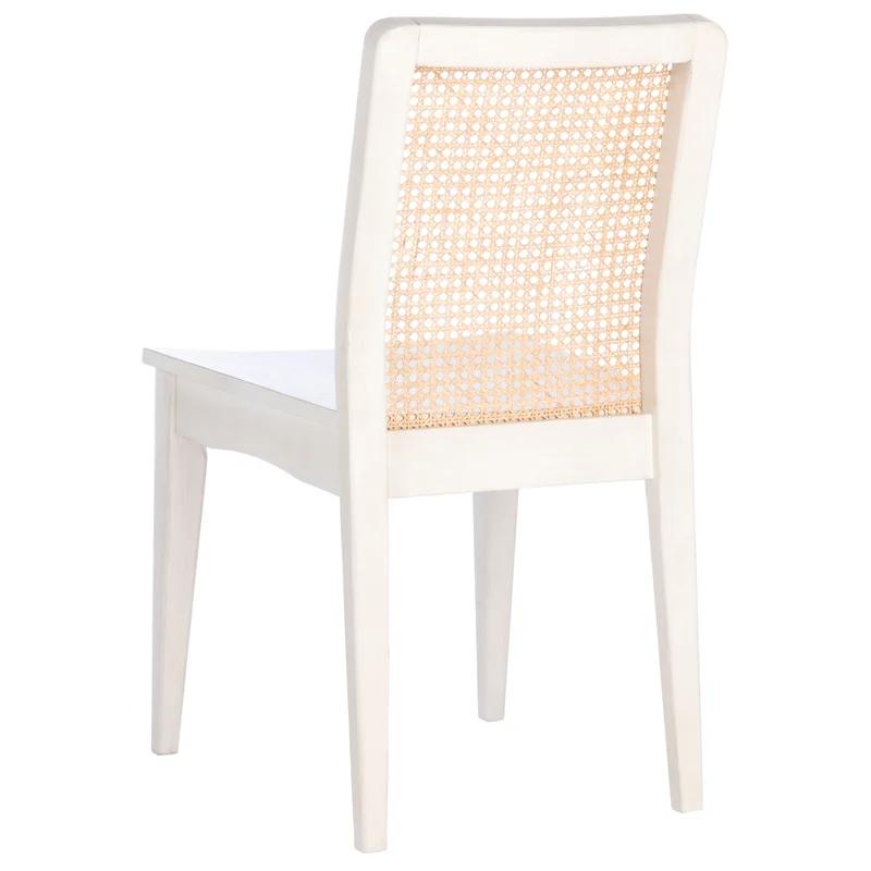 Benicio White and Natural Rattan Coastal Side Chair