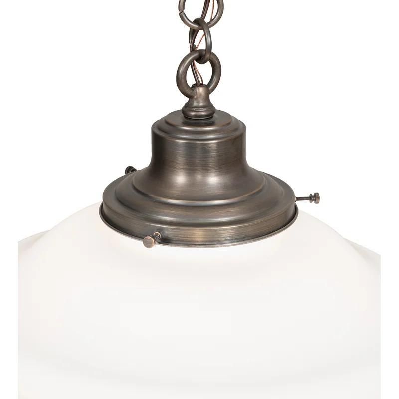 Antique Brass and White Glass Indoor/Outdoor Pendant Light