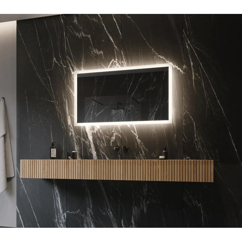 Elegant Frameless Rectangular Backlit Vanity Bathroom Mirror