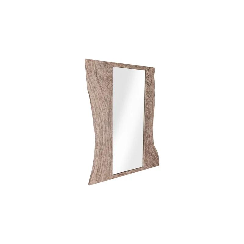 Transitional Gray Chamcha Wood Beveled Accent Mirror 62x75