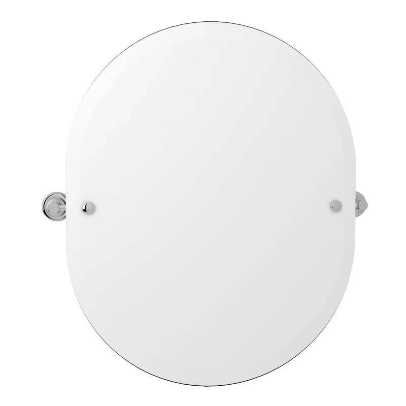 Sleek Frameless Oval Wall Mirror with Polished Chrome Finish