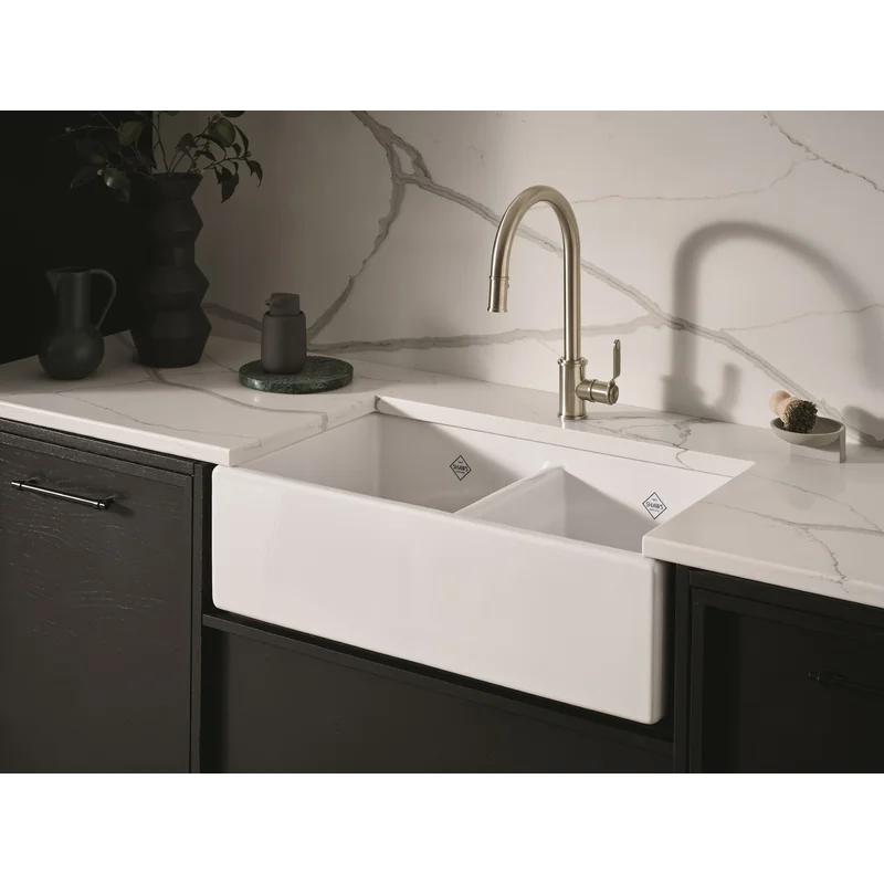 Polished Nickel Brass Pull-Down Kitchen Faucet with Touchless Technology