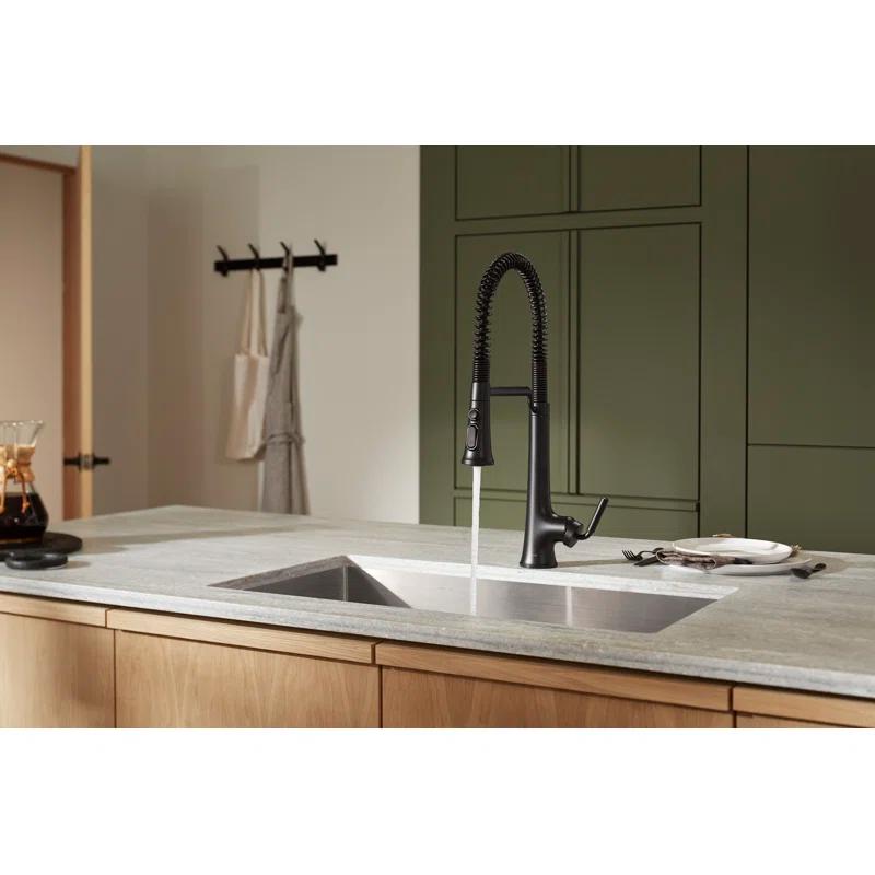 Kohler Tone Single Handle Semi-Professional Pre-Rinse Kitchen Sink Faucet with Three-Function Pull Down Sprayer
