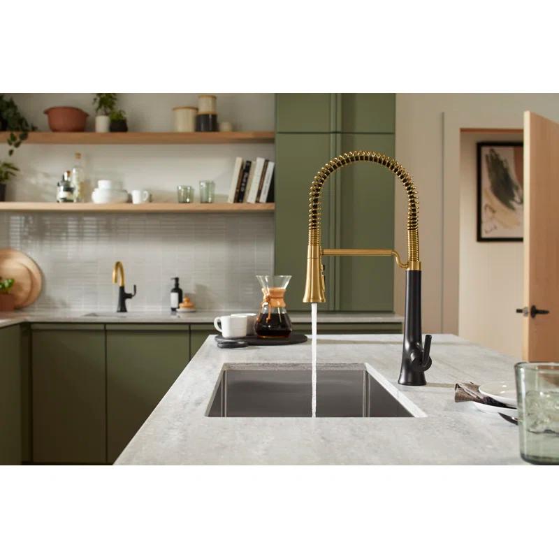Kohler Tone Single Handle Semi-Professional Pre-Rinse Kitchen Sink Faucet with Three-Function Pull Down Sprayer