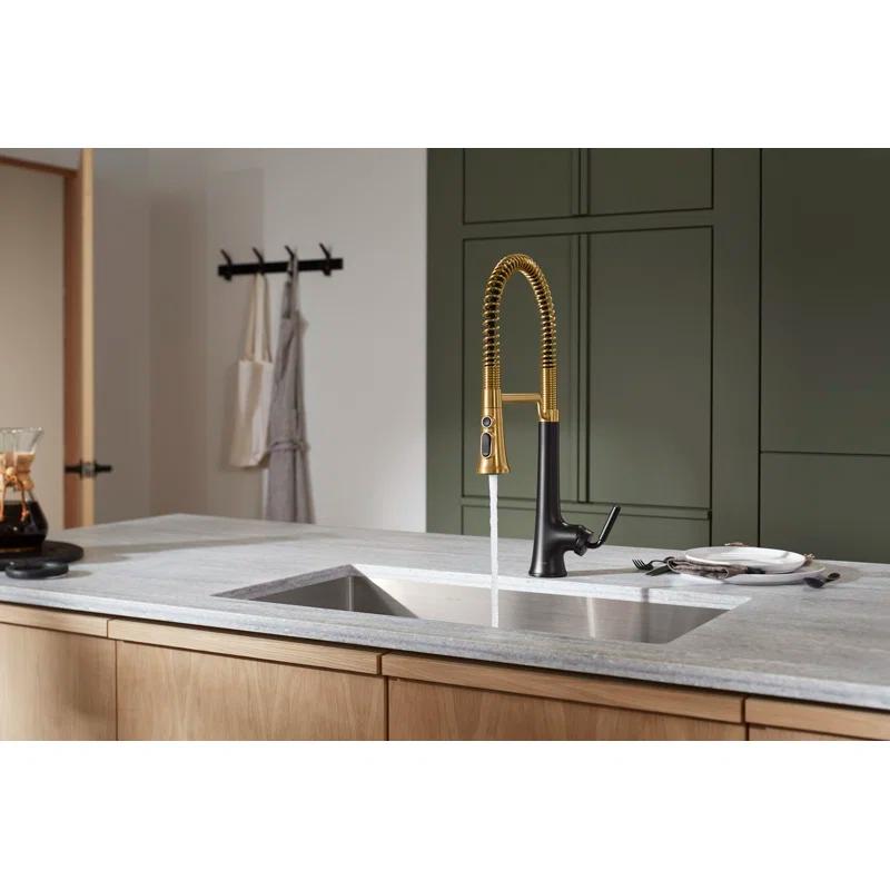 Kohler Tone Single Handle Semi-Professional Pre-Rinse Kitchen Sink Faucet with Three-Function Pull Down Sprayer