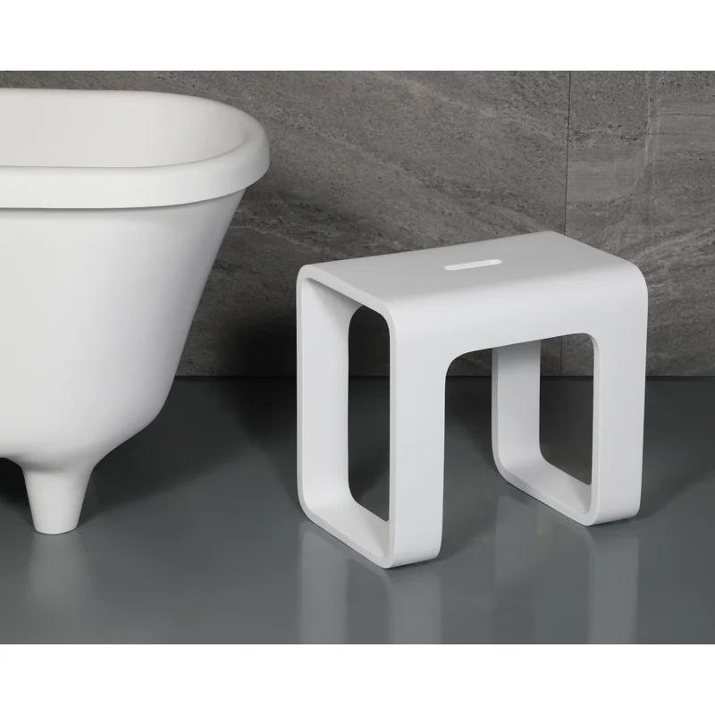 Matte White Solid Surface Resin 16.8" Shower Bench
