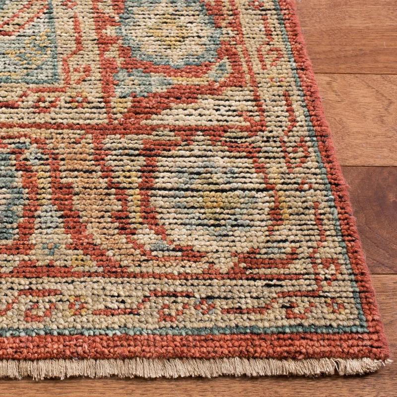 Hand-Knotted Red Geometric Wool Area Rug, 8' x 10'