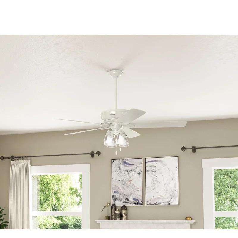Grantham Fresh White 60" Ceiling Fan with LED Light and 5 Blades