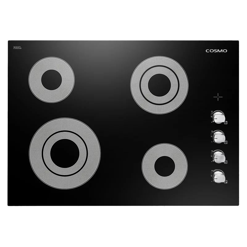 Sleek 30" Black Ceramic Glass Cooktop with Dual Zone Elements