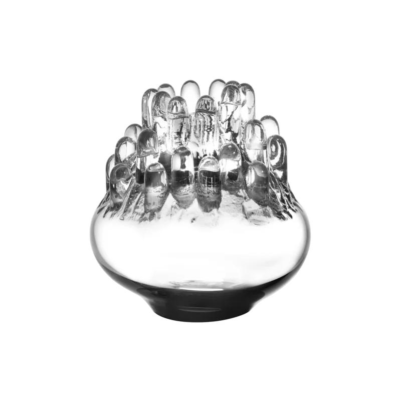 Polar Abstract Clear Glass 8" Candle Holder with Textured Finish