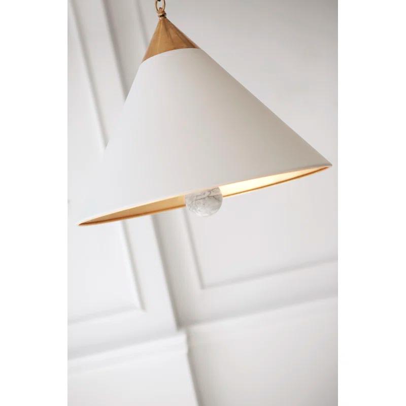 Antique-Burnished Brass 24" White Marble Pendant Light