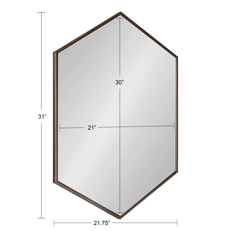 Geometric Bronze Hexagon Full Length Wall Mirror 31"x22"