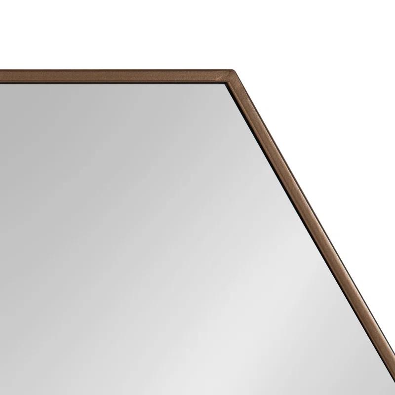 Geometric Bronze Hexagon Full Length Wall Mirror 31"x22"