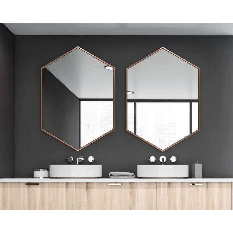 Geometric Bronze Hexagon Full Length Wall Mirror 31"x22"