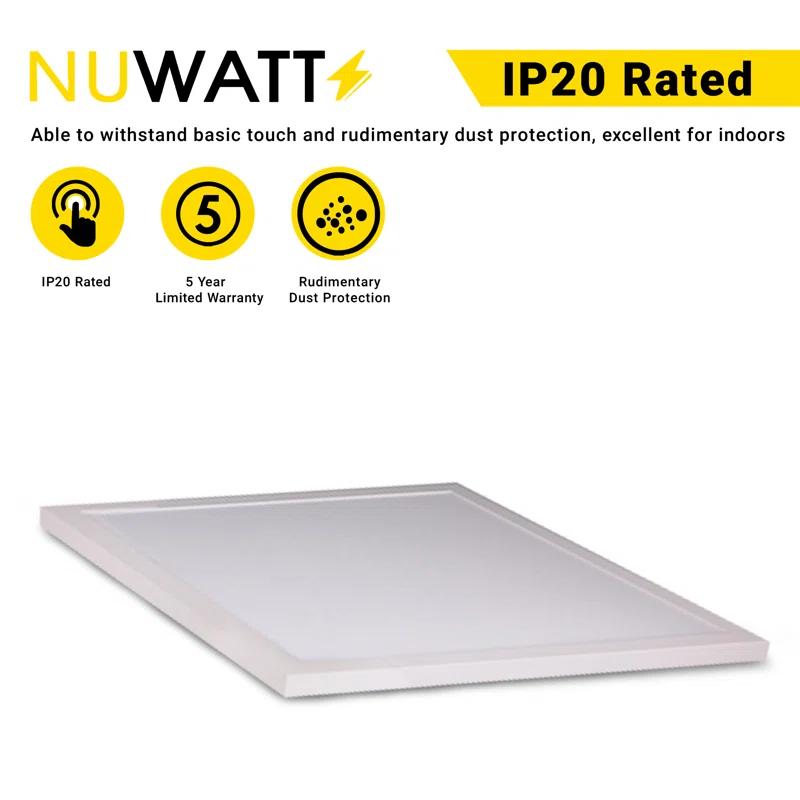 NUWATT NUWATT 4 Pack, 1x1 Flat Panel LED Square Light, 5CCT 2700K/3000K/3500K/4000K/5000K Selectable, 1500LM 18W, Internal Driver, Dimmable, 120V, CRI90, 12" Inch Square Surface Mount Ceiling Light, 1" Thick (Set of 4)