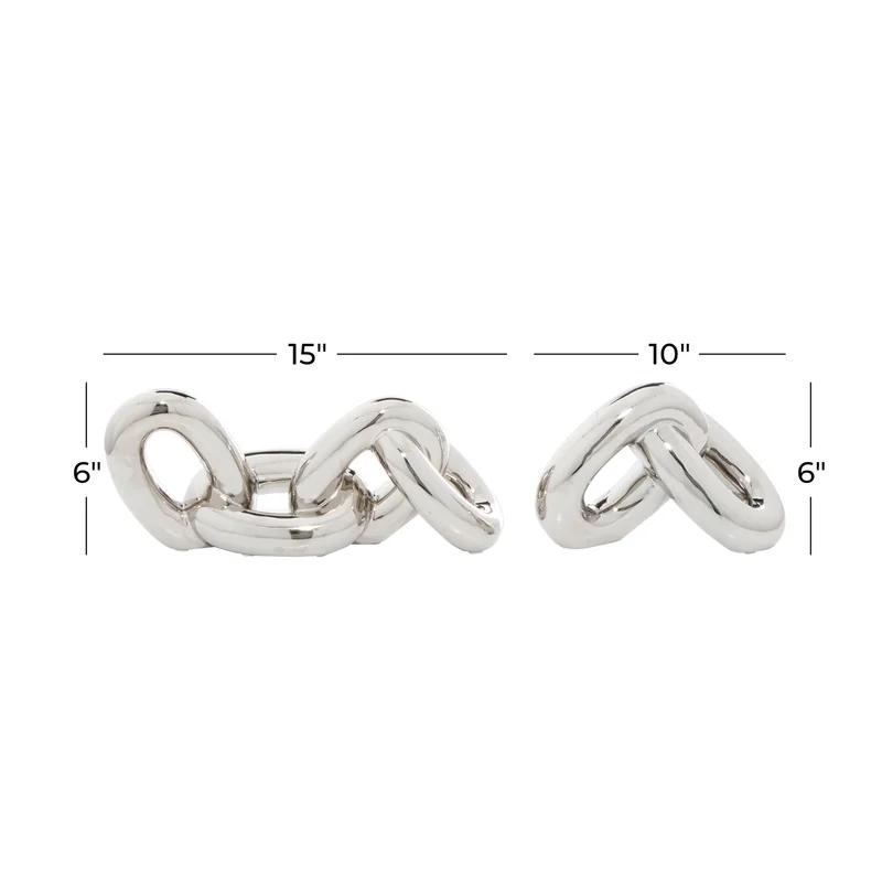 Elegant Silver Porcelain Chain Link Sculpture Set