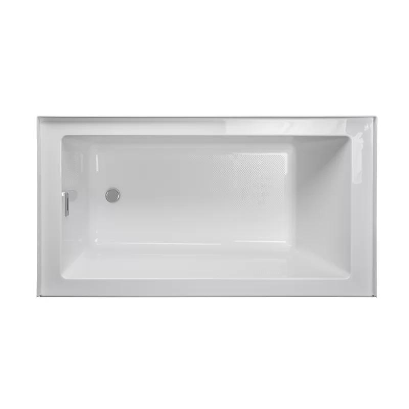 Modern Black Acrylic Alcove Soaking Bathtub 60"x32"