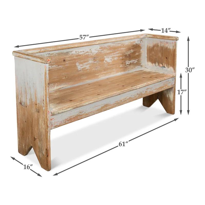 Transitional Beach House Solid Wood Gray Bench - 61"