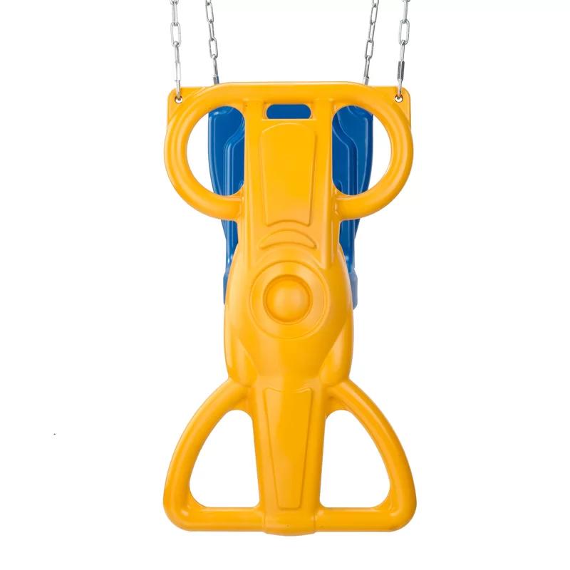 ErgoGlide Single-Child HDPE Swing in Blue and Yellow