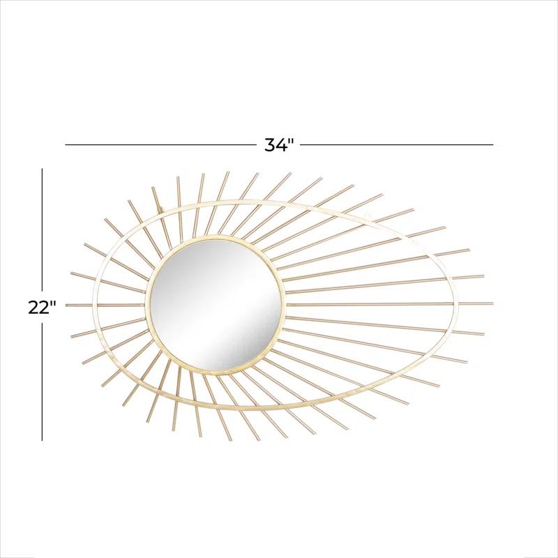CosmoLiving by Cosmopolitan Cosmoliving By Cosmopolitan Gold Metal Contemporary Wall Mirror, 34 X 22 X 1