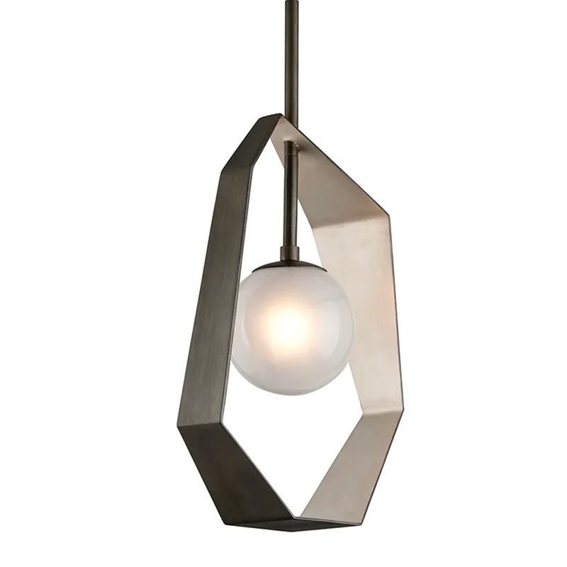 Origami Inspired 1-Light LED Pendant in Graphite & Silver Leaf with Frosted Glass