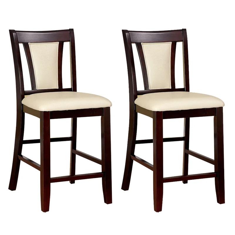 Transitional Brentwood 22'' Brown and Cream Leather Counter Stool