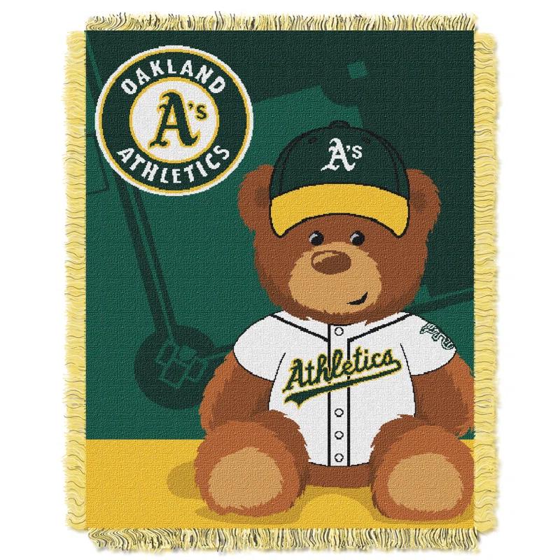 Northwest MLB Oakland Athletics Field Bear Baby Throw Blanket, Baseball Fan Decor, 36x46 Inches