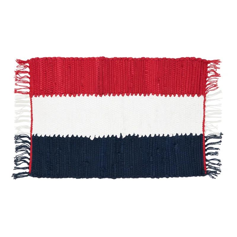 Saro Americana Cotton Striped Rectangle Placemat (Set of 4)