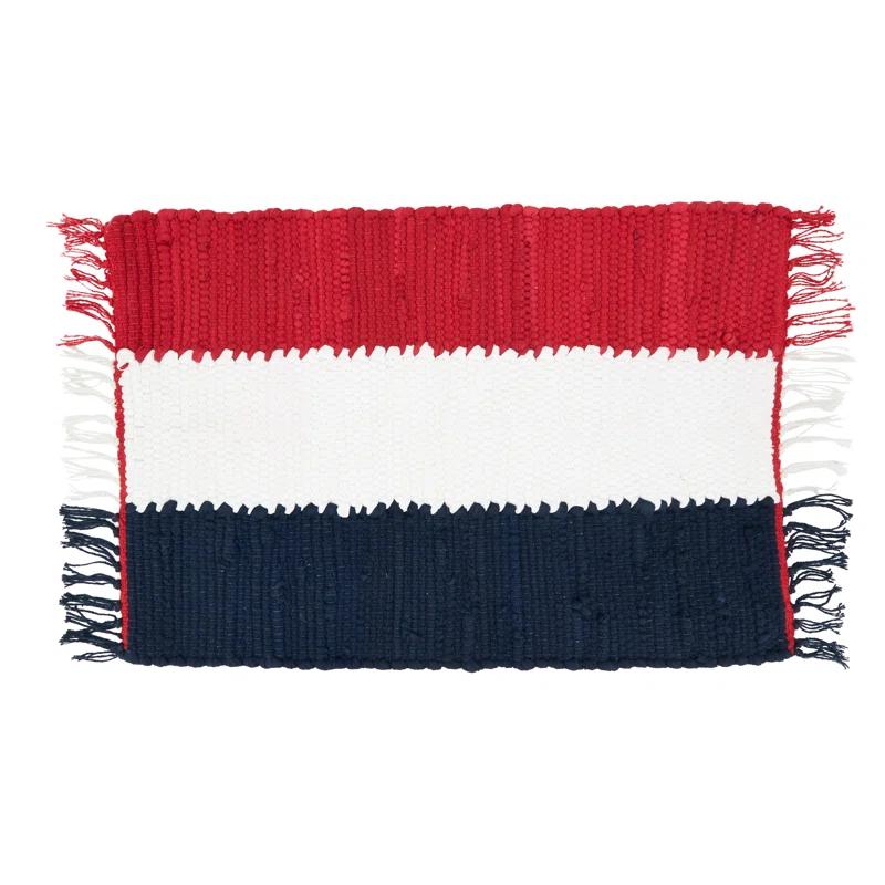 Saro Americana Cotton Striped Rectangle Placemat (Set of 4)