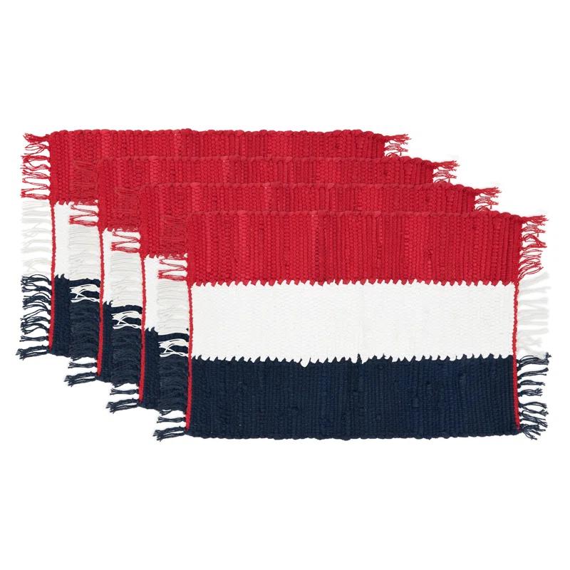 Saro Americana Cotton Striped Rectangle Placemat (Set of 4)