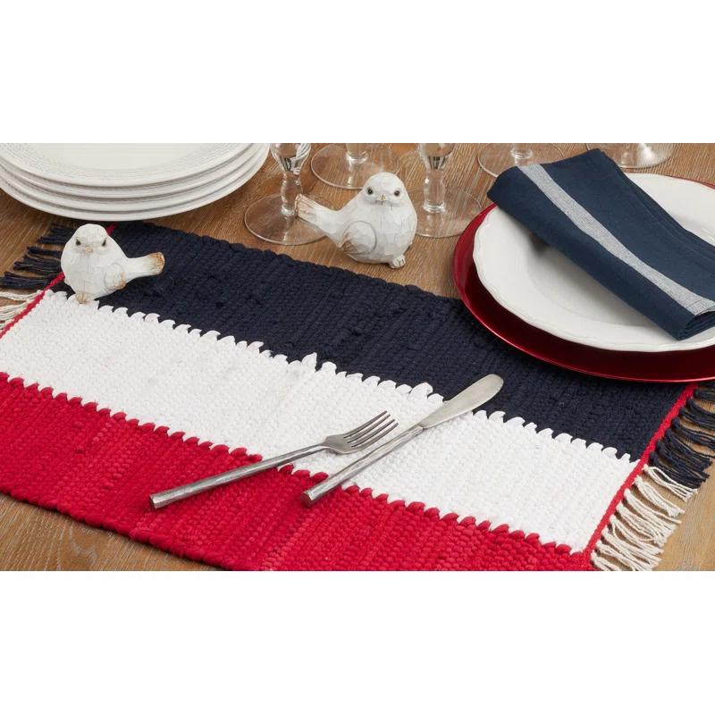 Saro Americana Cotton Striped Rectangle Placemat (Set of 4)