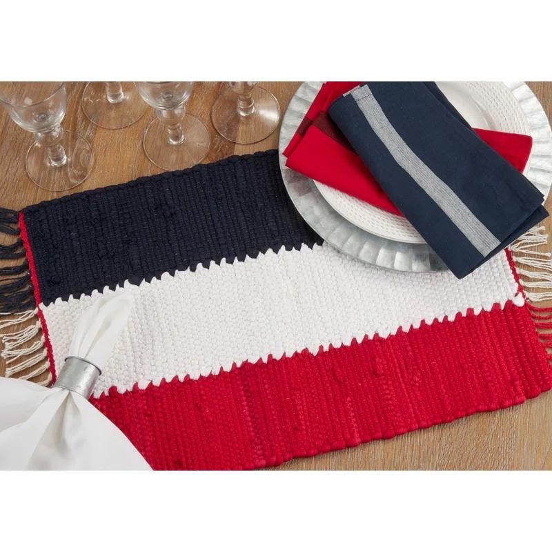 Saro Americana Cotton Striped Rectangle Placemat (Set of 4)