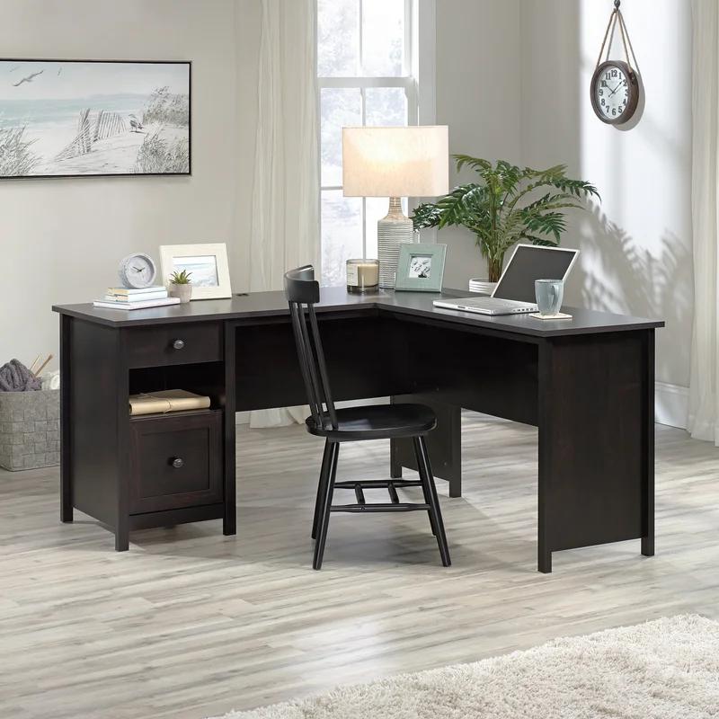 Estate Black L-Shaped Executive Desk with File Drawer
