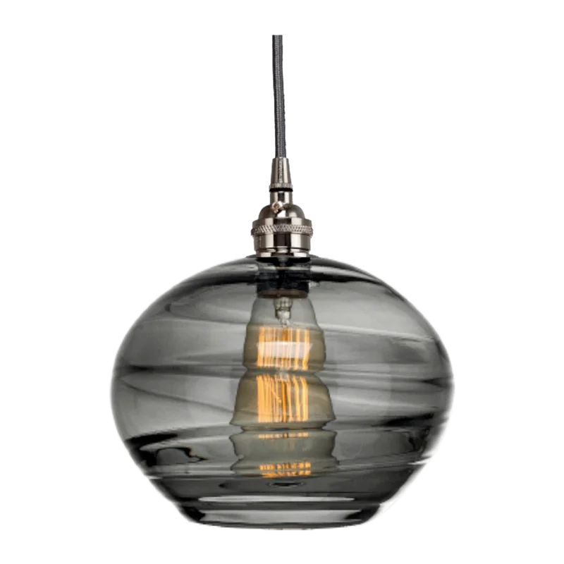 Elegant Smoke Glass Globe Pendant with Metallic Silver Finish