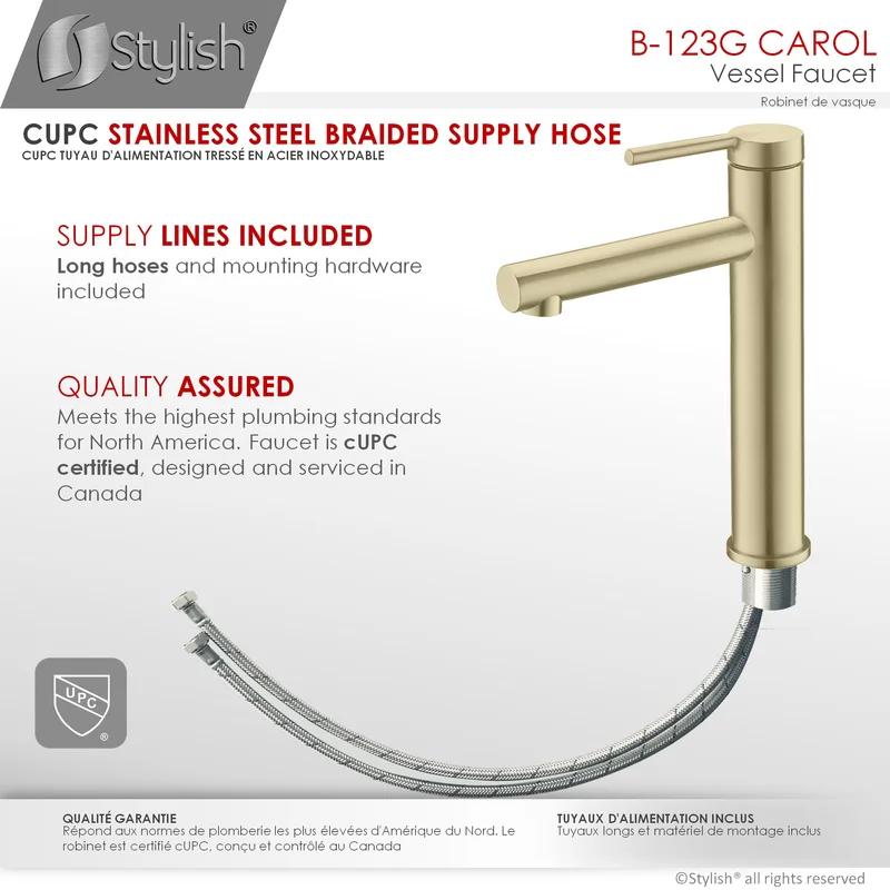 Elegant Single-Lever Gold Tone Vessel Sink Faucet