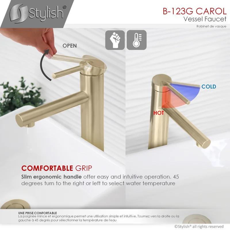 Elegant Single-Lever Gold Tone Vessel Sink Faucet