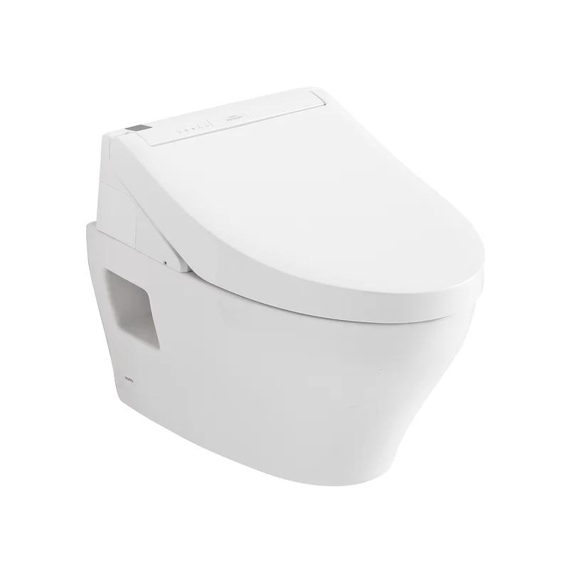 Matte Silver Elongated Wall-Mounted High-Efficiency Dual-Flush Toilet