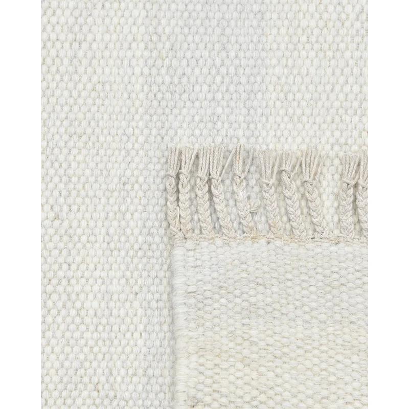 Handmade Ivory Wool 8' x 10' Flat Woven Rectangular Area Rug