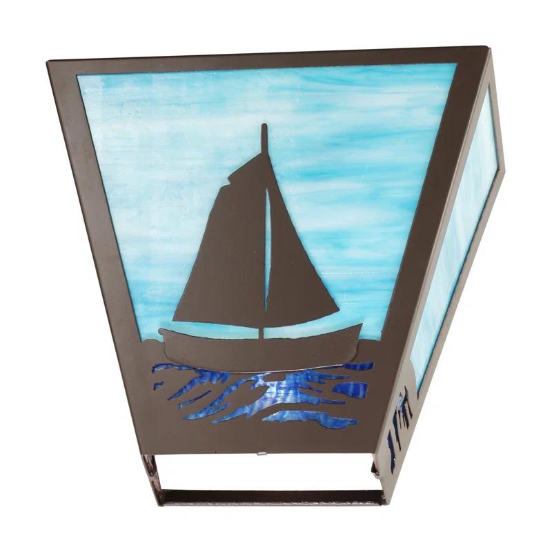 Timeless Bronze Sailboat 2-Light Glass Wall Sconce