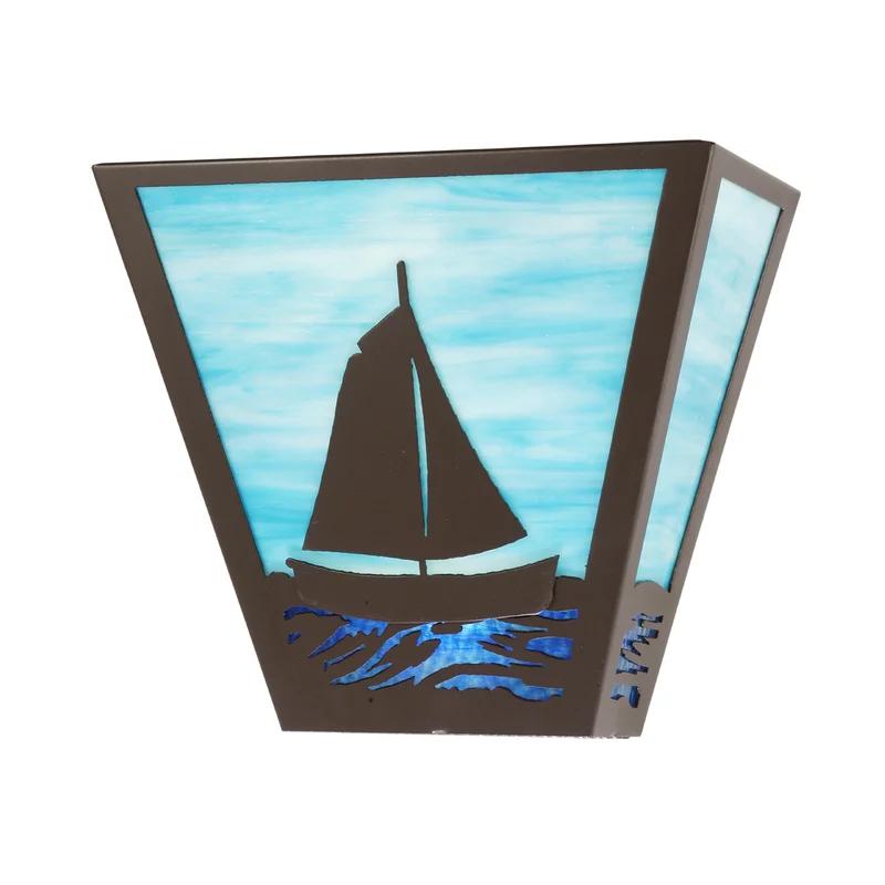 Timeless Bronze Sailboat 2-Light Glass Wall Sconce