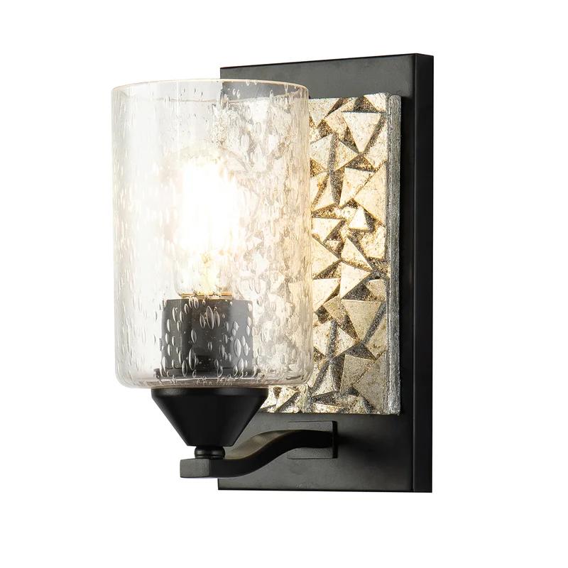 Bocage Modern 1-Light Dimmable Sconce in Matte Black and Antiqued Silver