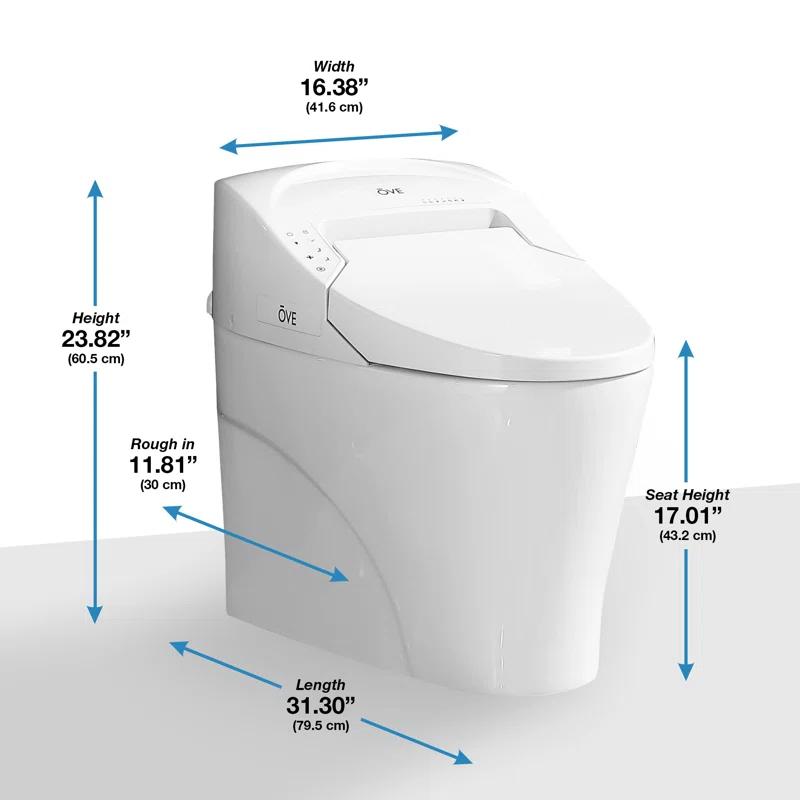 Ove Decors Virtuoso Tank Smart Toilet 1.28 GPF Elongated Bidet Toilet (Seat Included)