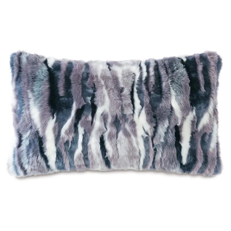 Luxe Faux-Fur Lumbar Pillow with Polyester Fill, 15" x 26"