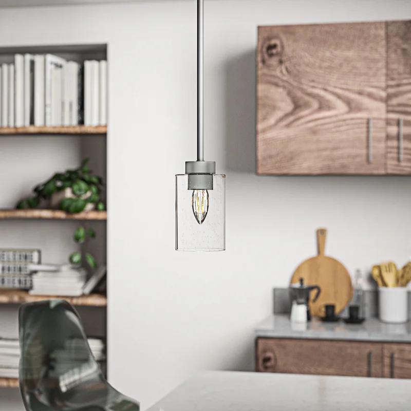 Hartland Mini Seeded Glass Jar Pendant Light in Matte Silver