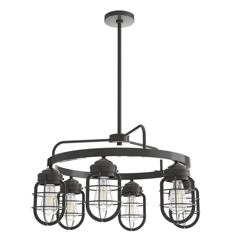 Starklake 6 - Light Unique / Statement Wagon Wheel Chandelier