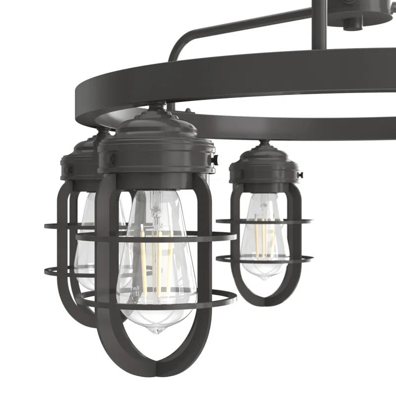 Starklake 6 - Light Unique / Statement Wagon Wheel Chandelier
