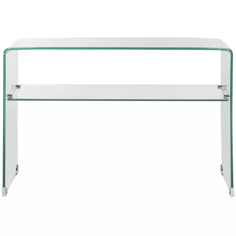 Elysian 43'' Clear Tempered Glass Console Table with Shelf