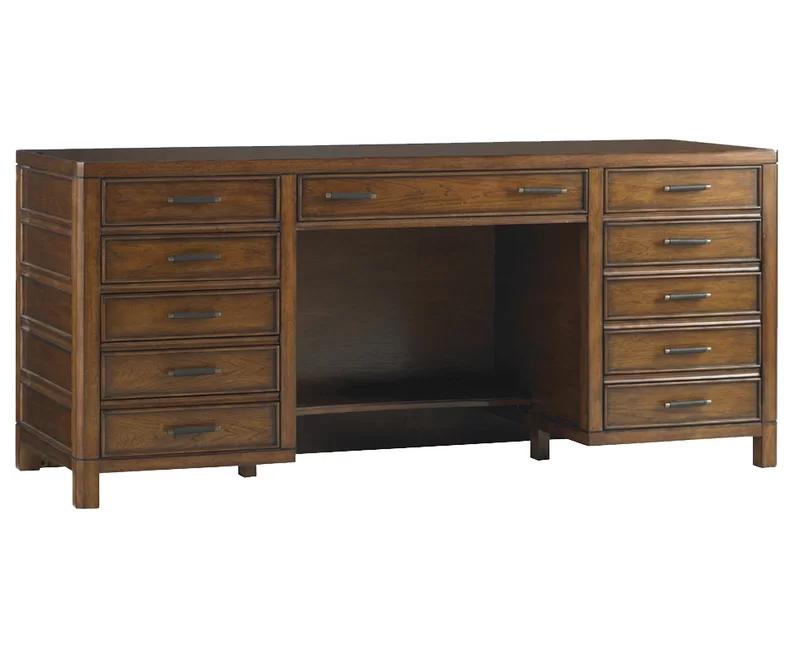 Longboat Key 68" Transitional Brown Home Office Desk with 4 Drawers